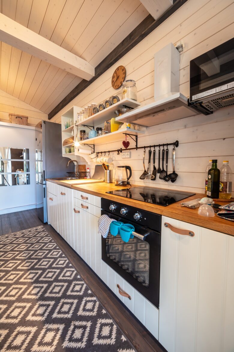 Cozy kitchen interior at Bohemian Homes, Bohemian Switzerland, Czech Republic.