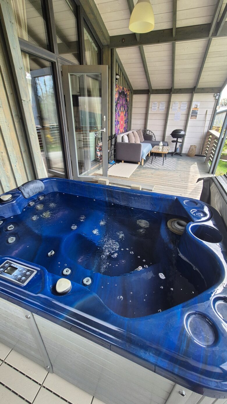 Jacuzzi on the terrace at Bohemian Homes, Bohemian Switzerland, Czech Republic.