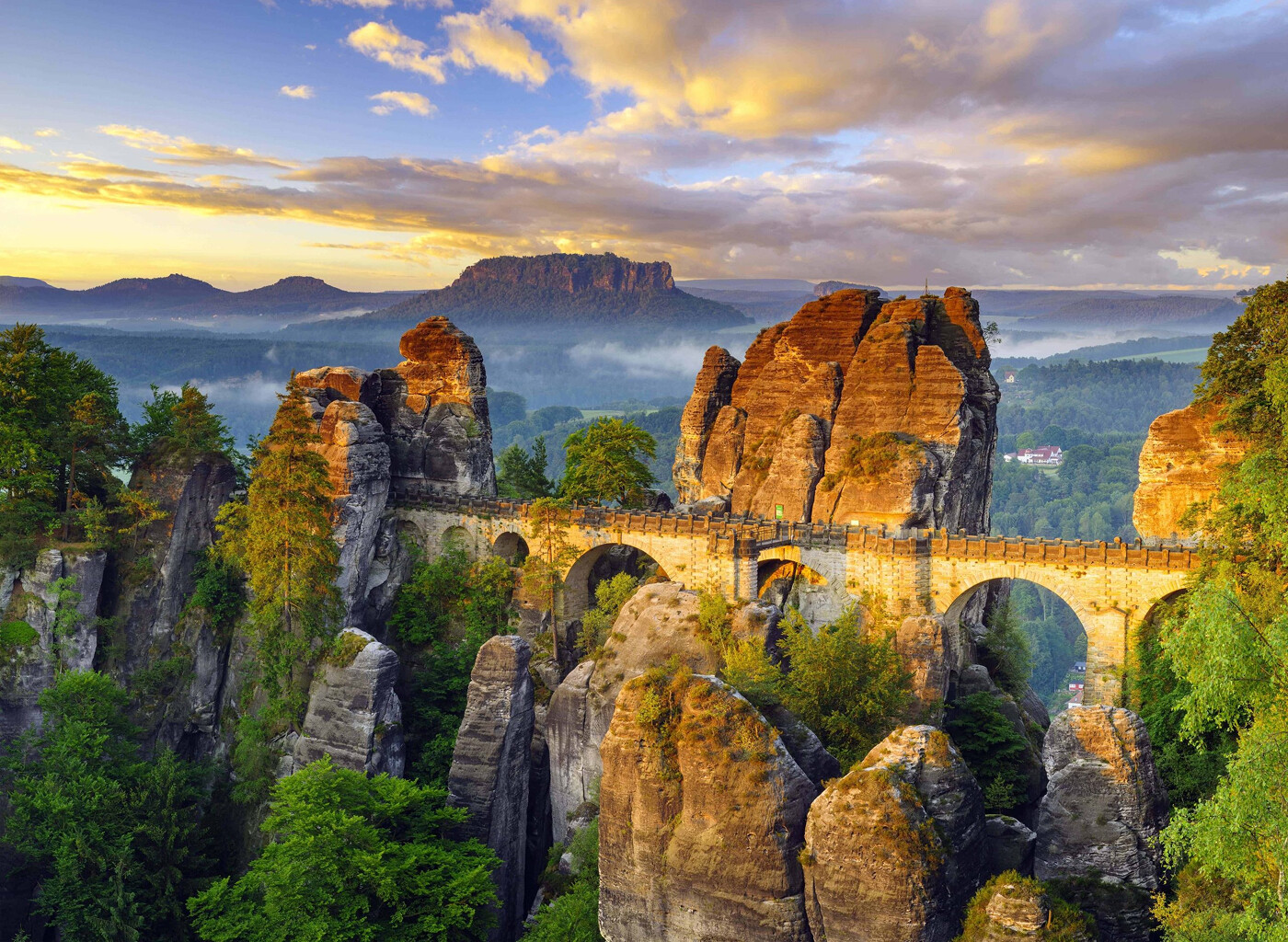 Bastei Bridge In Saxon Switzerland National Park