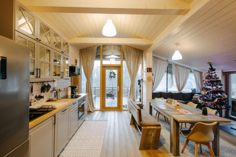 Cozy interior of Bohemian Homes with festive decorations.